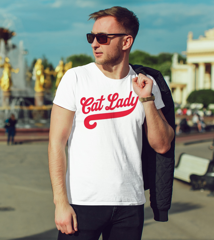 Cincinnati Reds Cat Lady Baseball Script Red T-Shirt