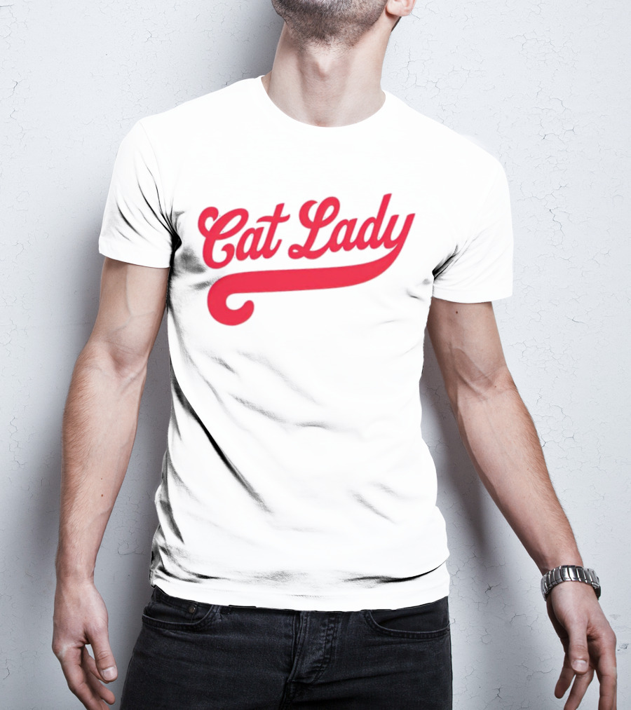Cincinnati Reds Cat Lady Baseball Script Red T-Shirt