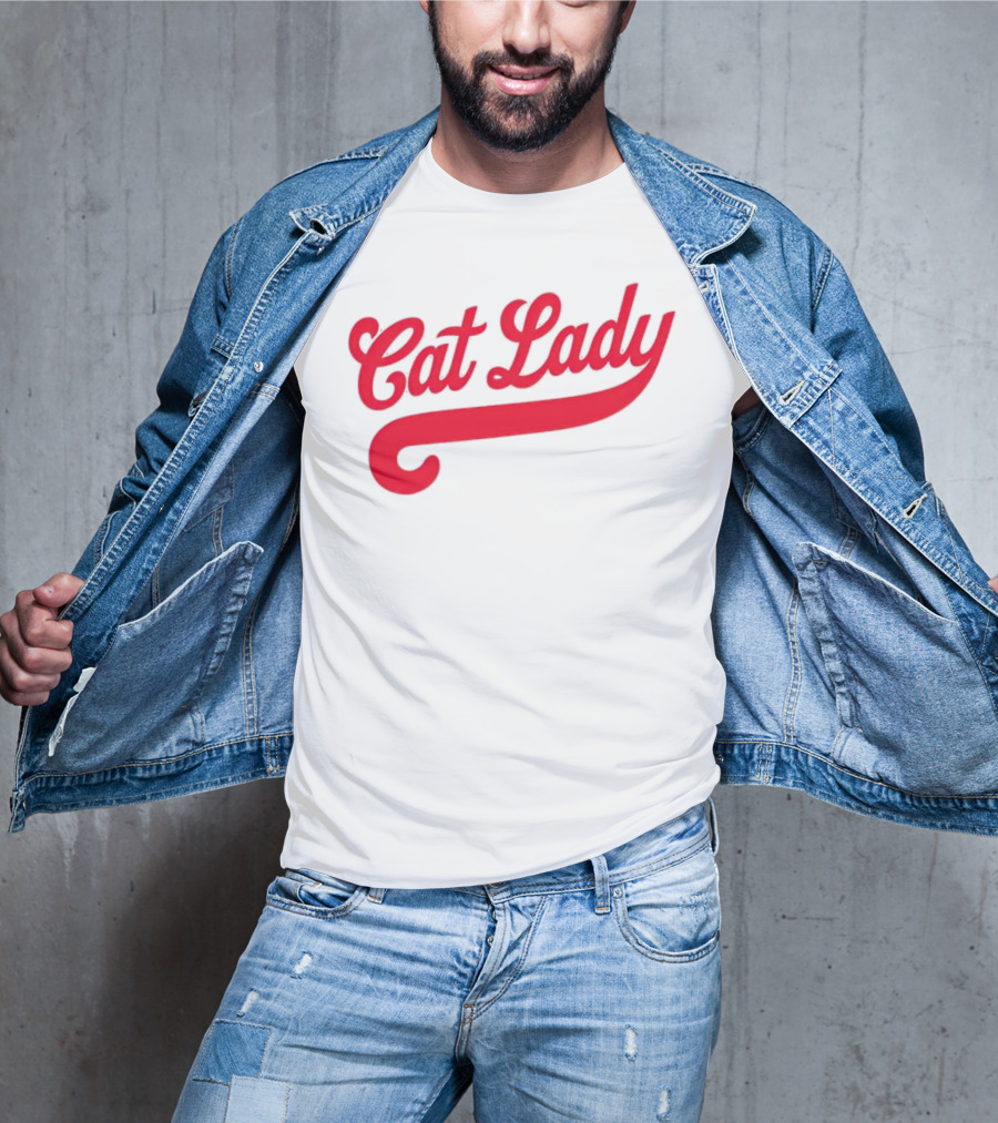 Cincinnati Reds Cat Lady Baseball Script Red T-Shirt