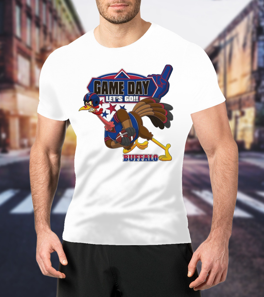 Game Day Let's Go Buffalo Football Turkey Mascot T-Shirt