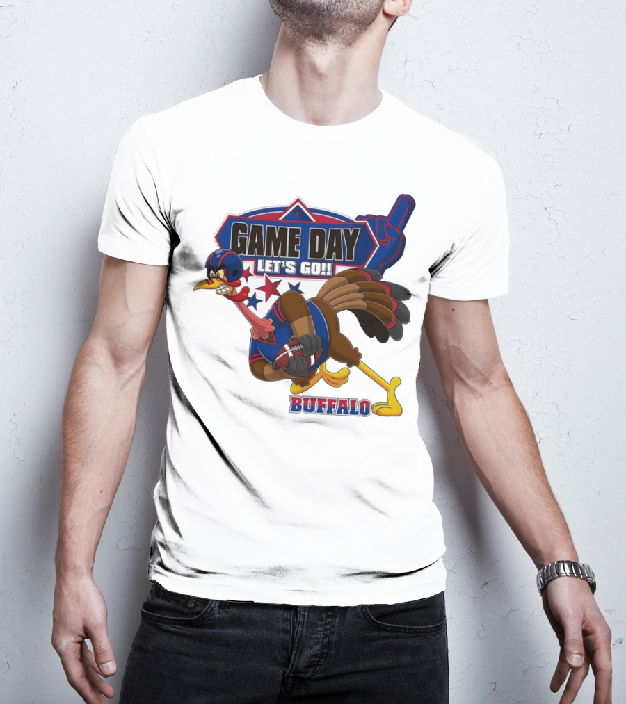 Game Day Let's Go Buffalo Football Turkey Mascot T-Shirt
