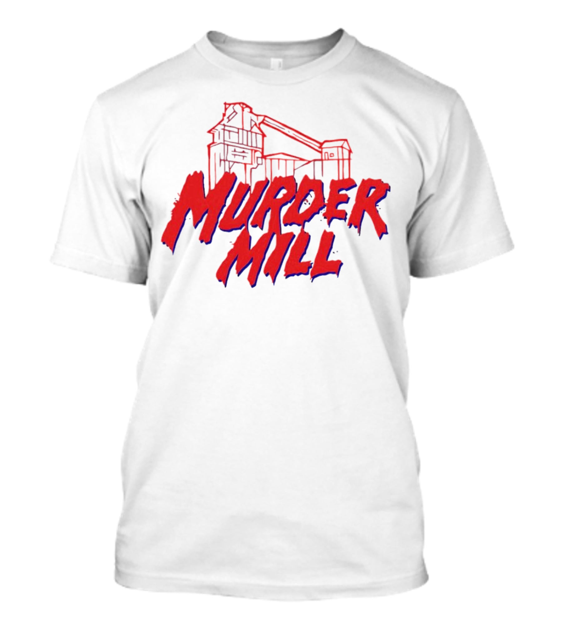 Murder Mill Haunted House Distressed Typography Iconic Building T-Shirt