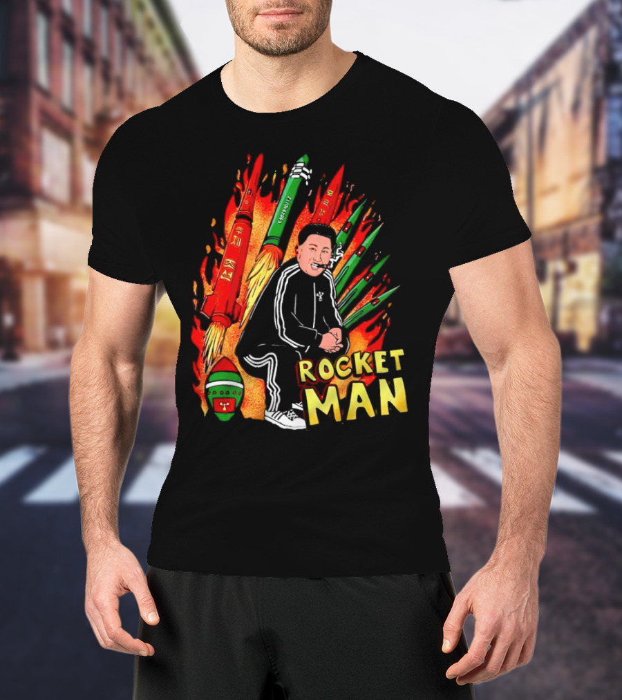 Penkmatters Rocket Man Kim Jong Un Parody With Red And Green Missiles T-Shirt