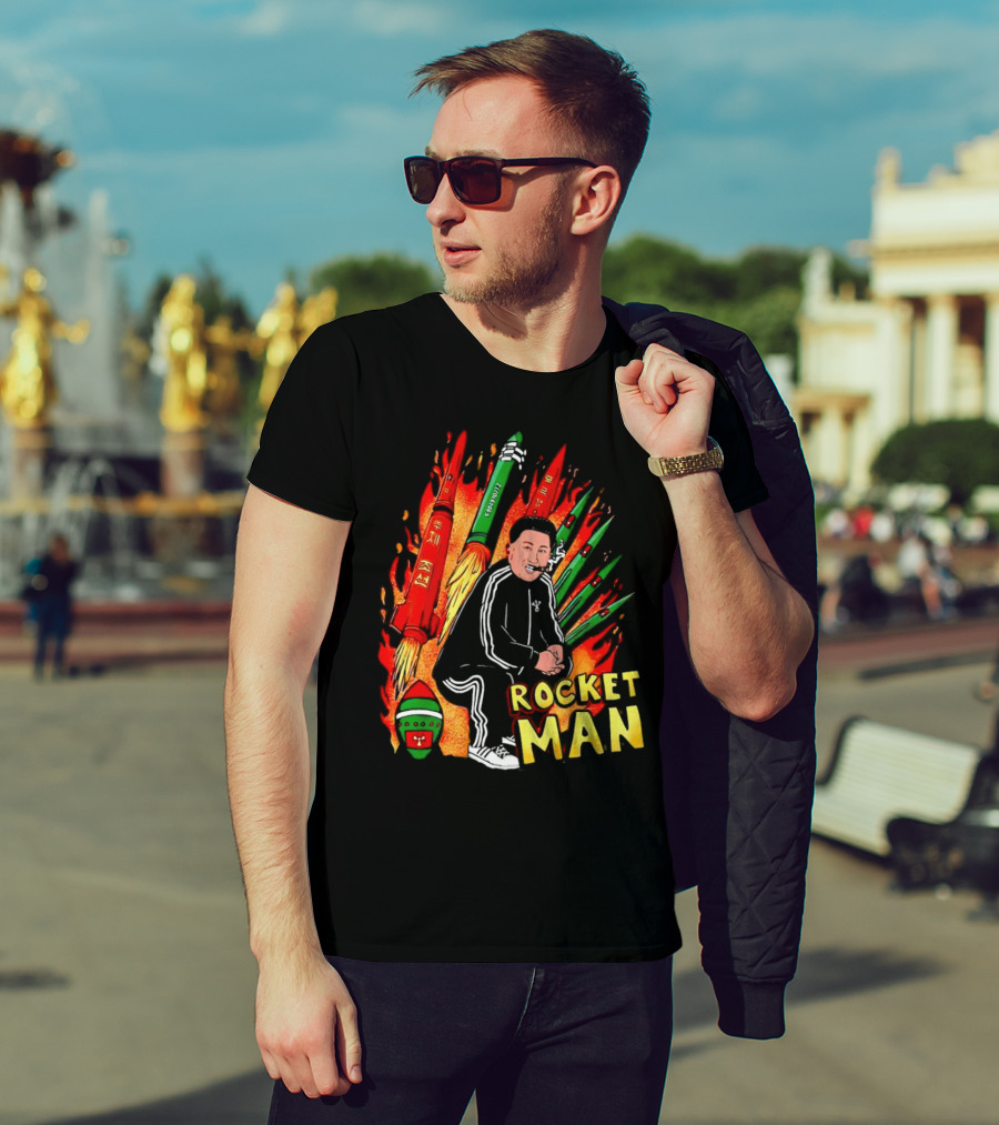 Penkmatters Rocket Man Kim Jong Un Parody With Red And Green Missiles T-Shirt