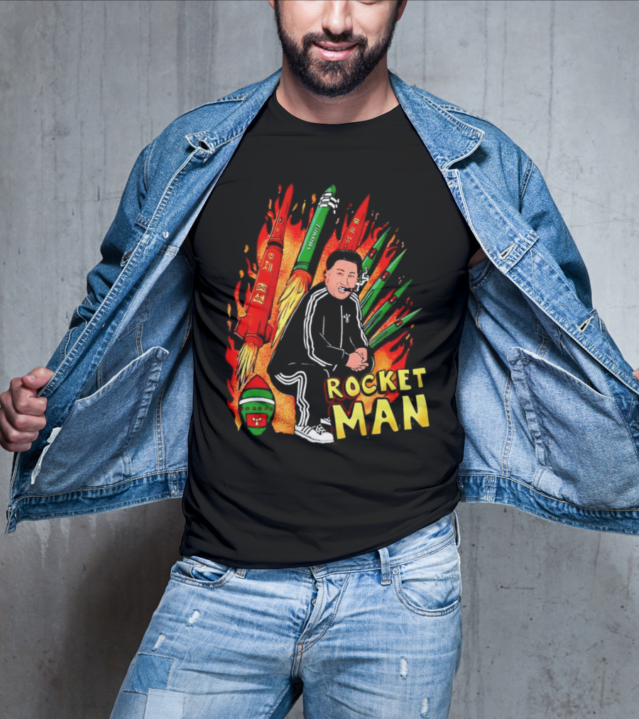Penkmatters Rocket Man Kim Jong Un Parody With Red And Green Missiles T-Shirt