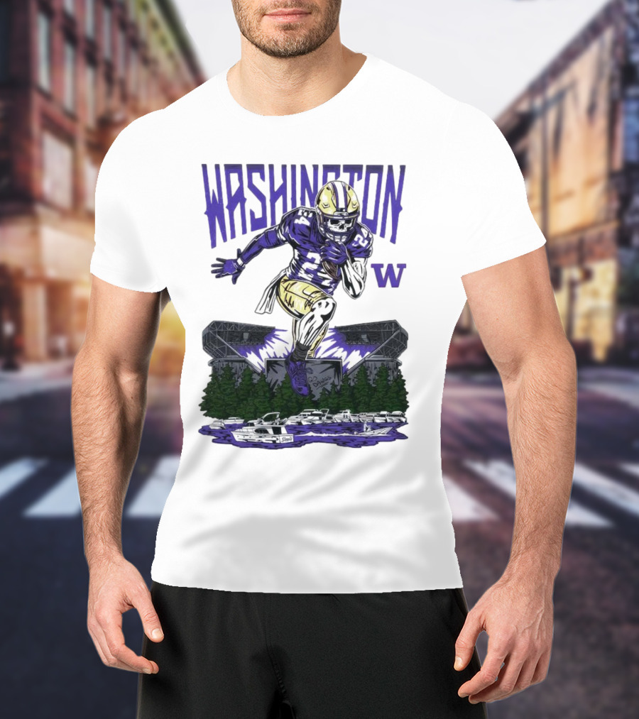 Washington Huskies Dawg Dash Immortal Football Stadium And Boats T-Shirt