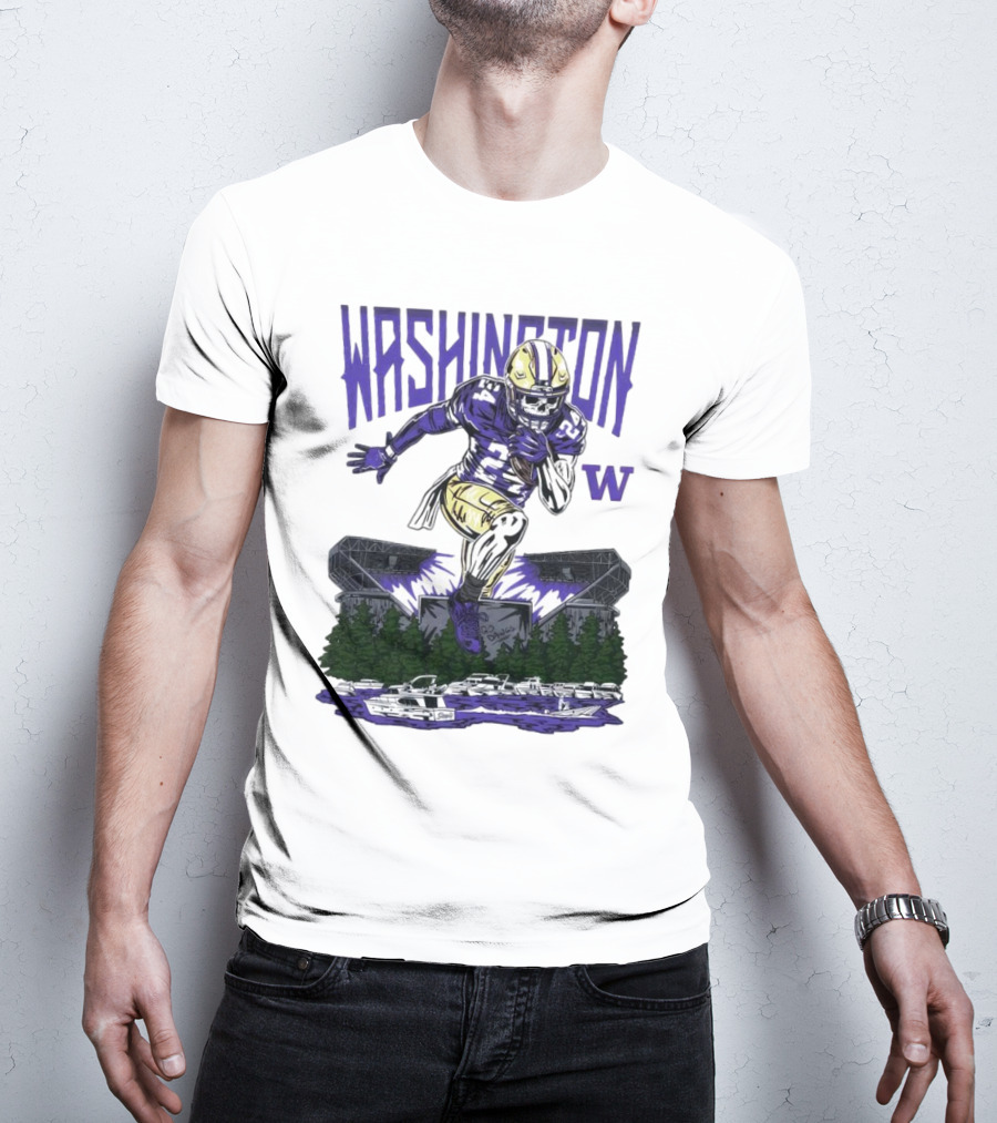 Washington Huskies Dawg Dash Immortal Football Stadium And Boats T-Shirt