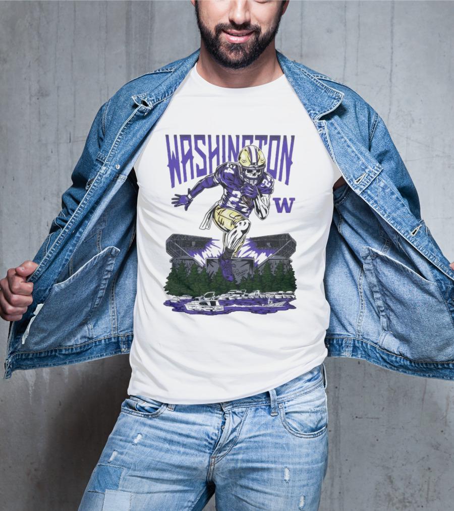Washington Huskies Dawg Dash Immortal Football Stadium And Boats T-Shirt