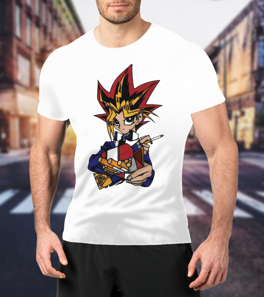 Yu-Gi-Oh Yugi Holding Cards With Millennium Puzzle T-Shirt