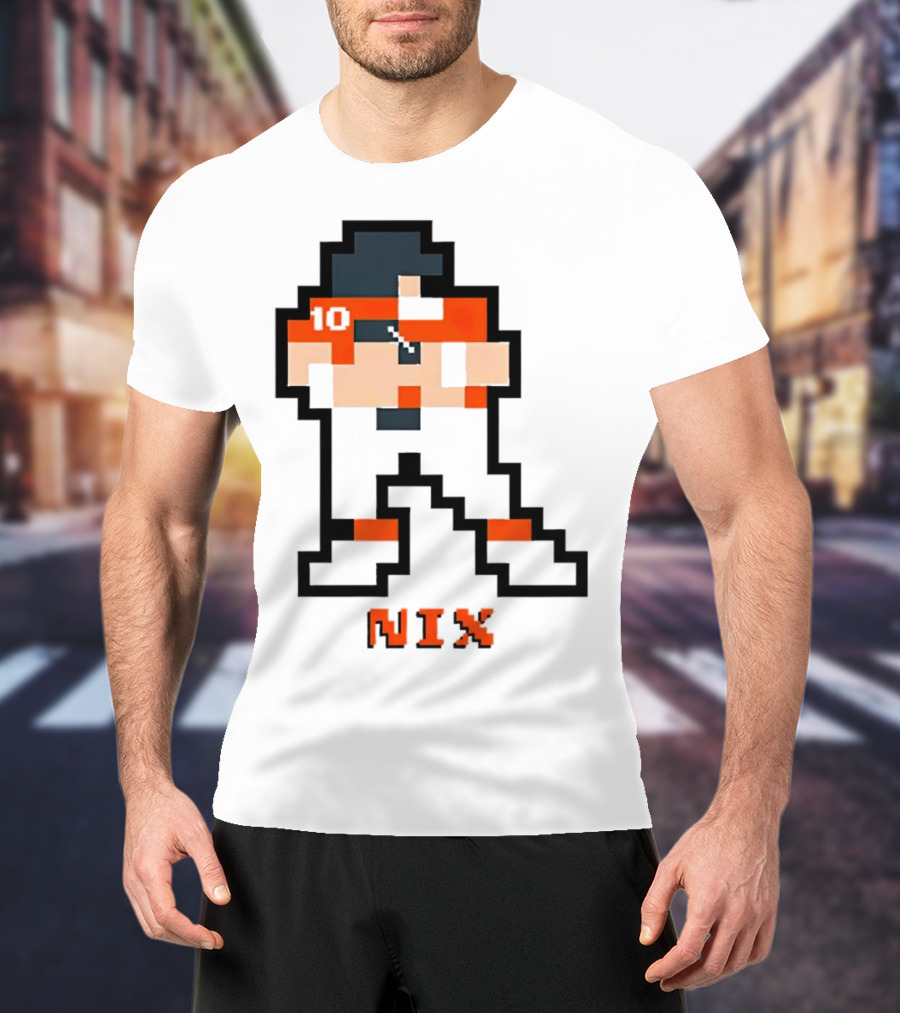 Bo Nix 8-Bit Pixel Art 10 Block Figure T-Shirt