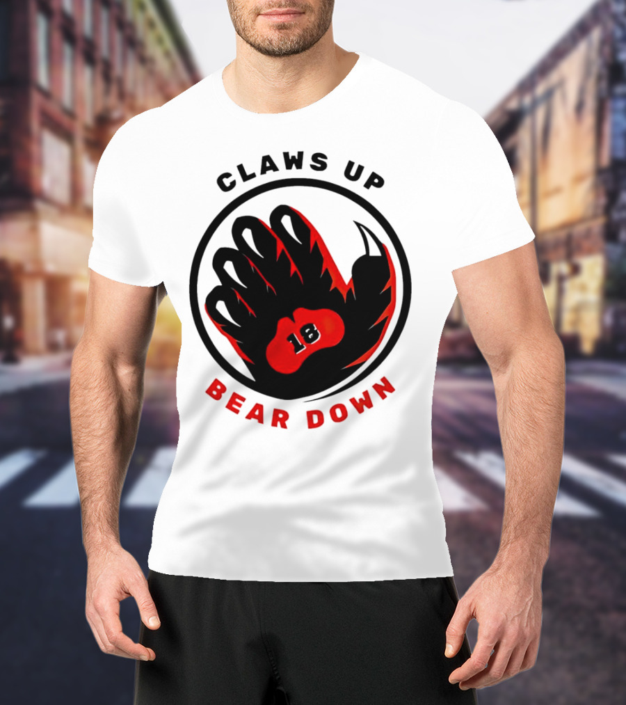 Claws Up Bear Down 18 Caleb Williams Chicago Bears T-Shirt