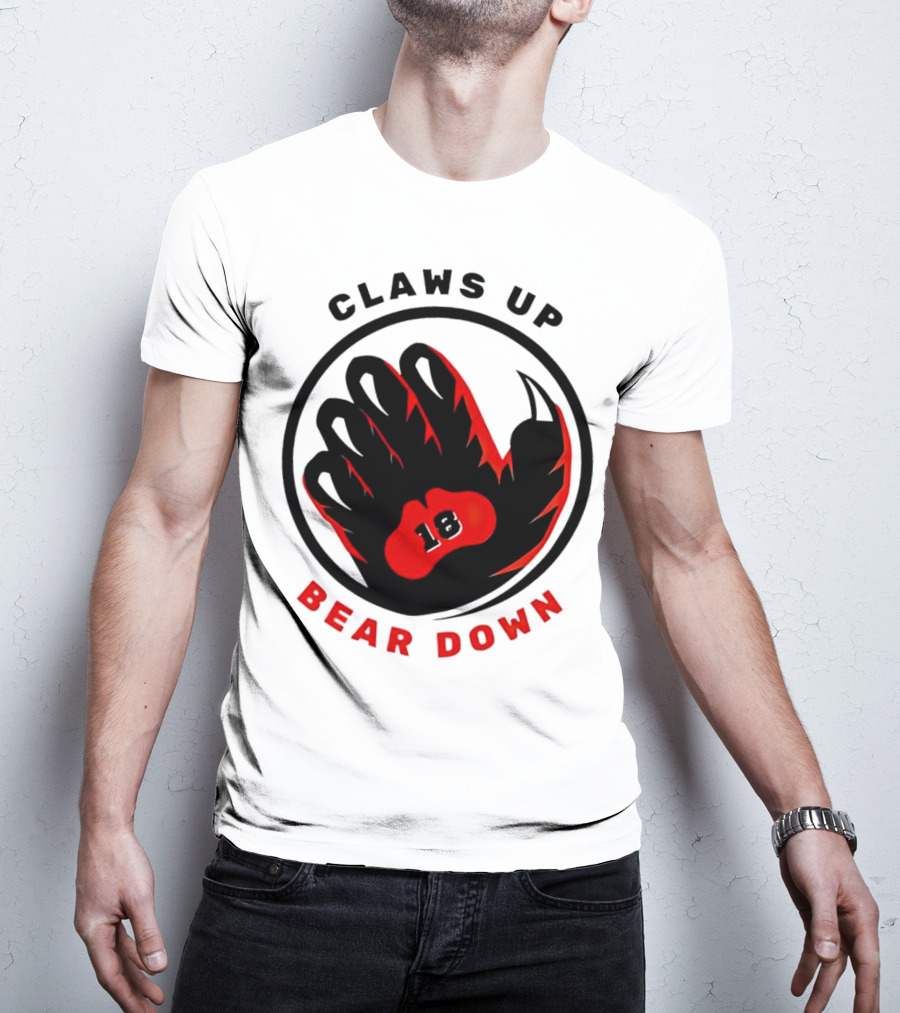 Claws Up Bear Down 18 Caleb Williams Chicago Bears T-Shirt