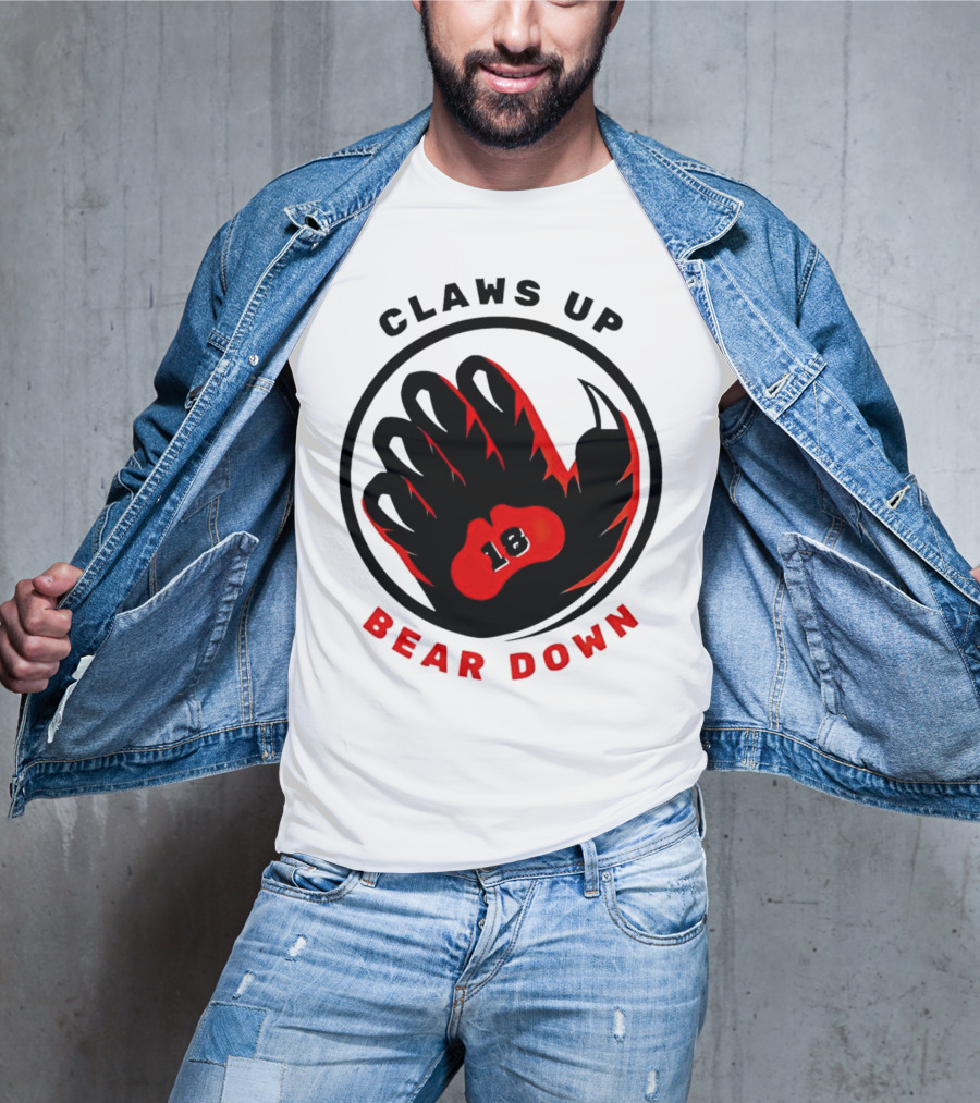 Claws Up Bear Down 18 Caleb Williams Chicago Bears T-Shirt