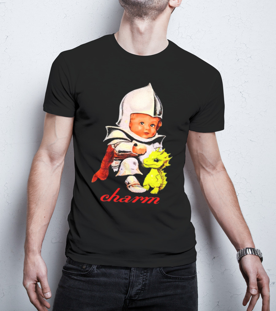 Claire Cottrill HQ Charm Dragon Knight Baby In Armor With Yellow Dragon T-Shirt