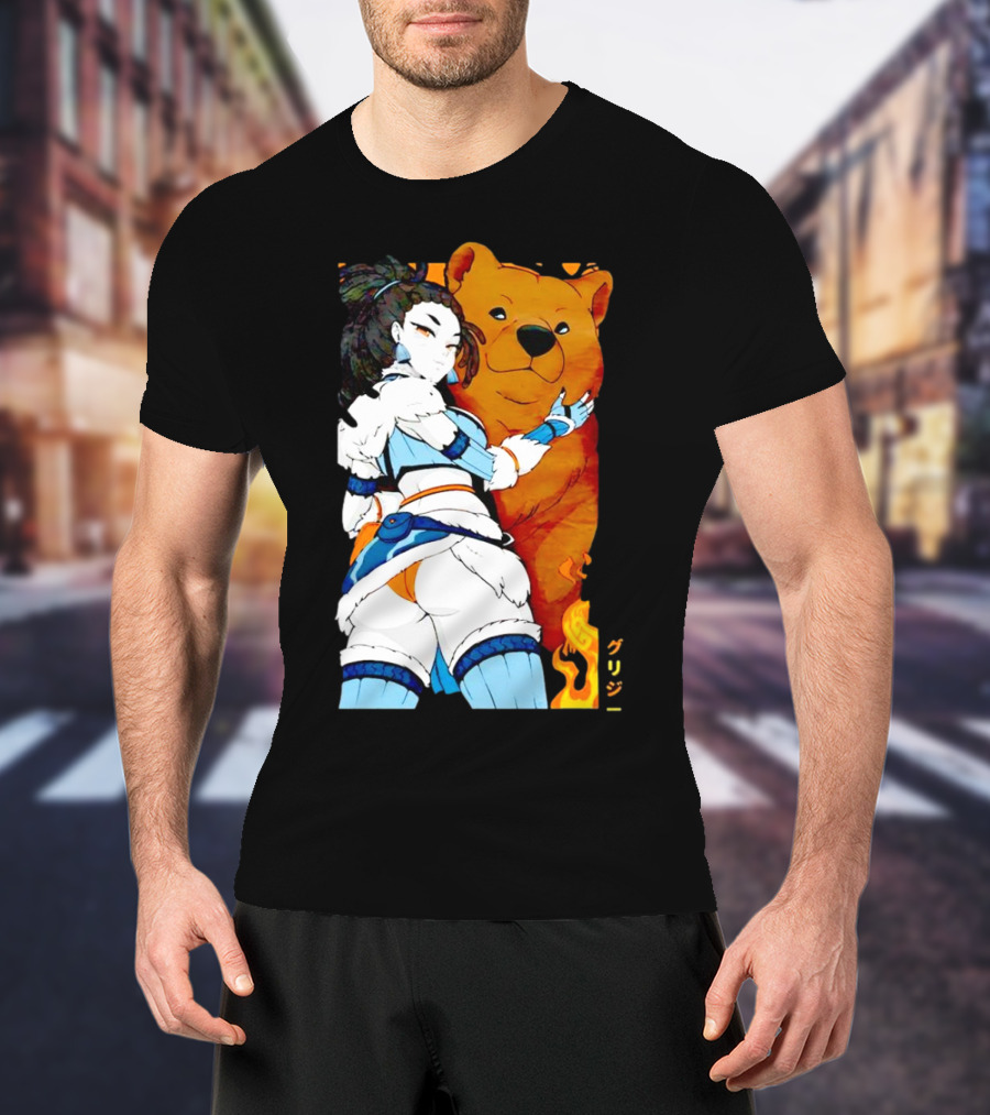 Grizzy X Gsupps Waifu Collab Anime Bear Fire T-Shirt