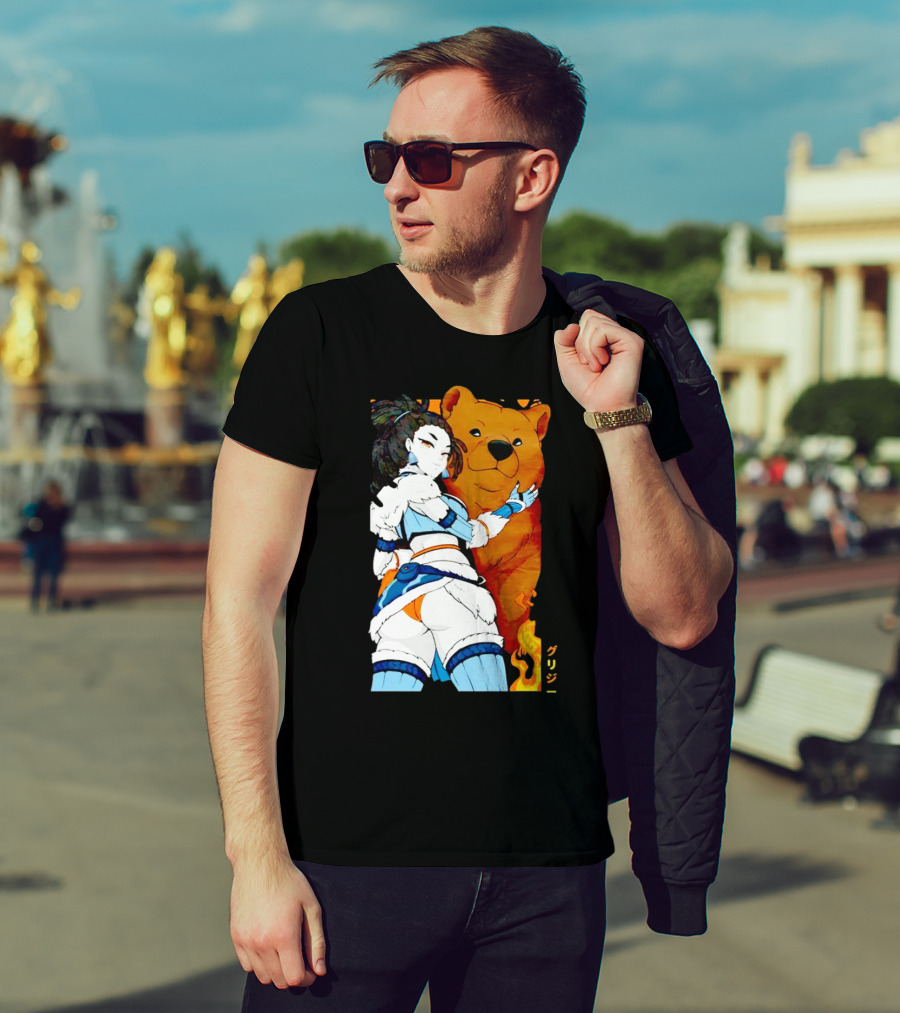 Grizzy X Gsupps Waifu Collab Anime Bear Fire T-Shirt