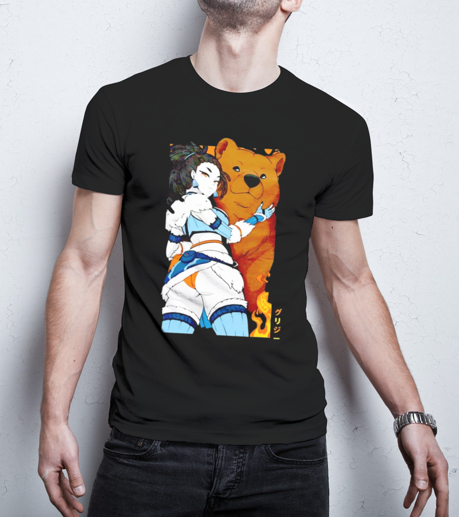 Grizzy X Gsupps Waifu Collab Anime Bear Fire T-Shirt