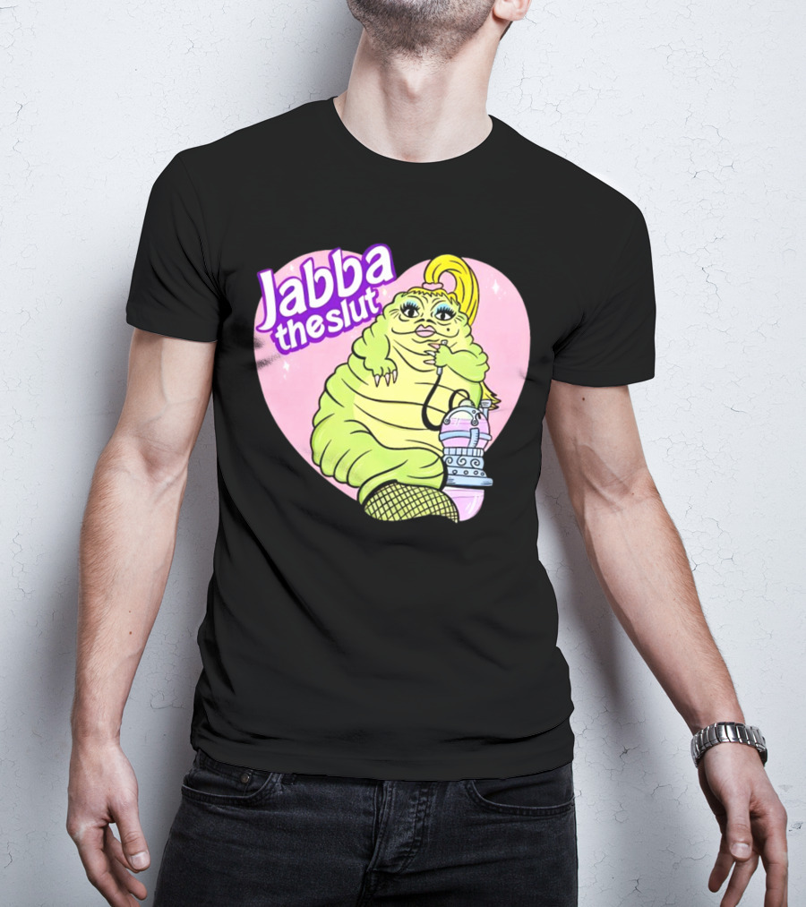 Jabba The Slut Parody Pink Heart Background T-Shirt