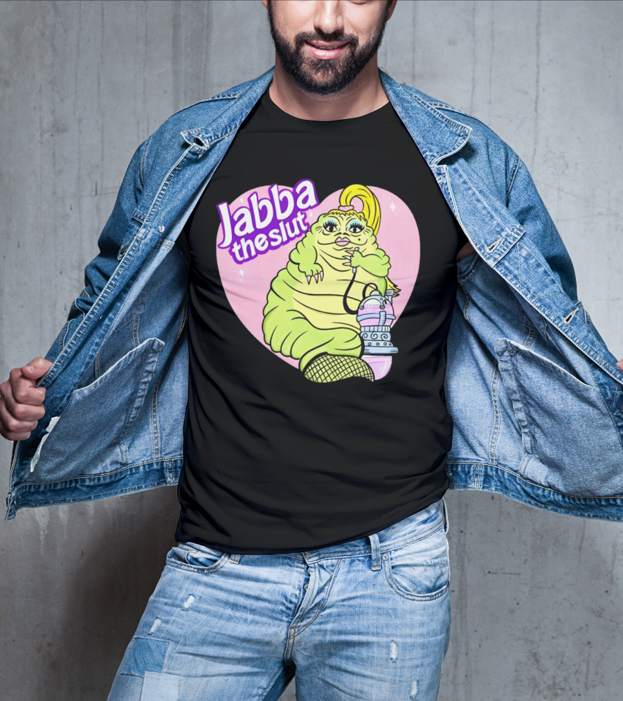Jabba The Slut Parody Pink Heart Background T-Shirt