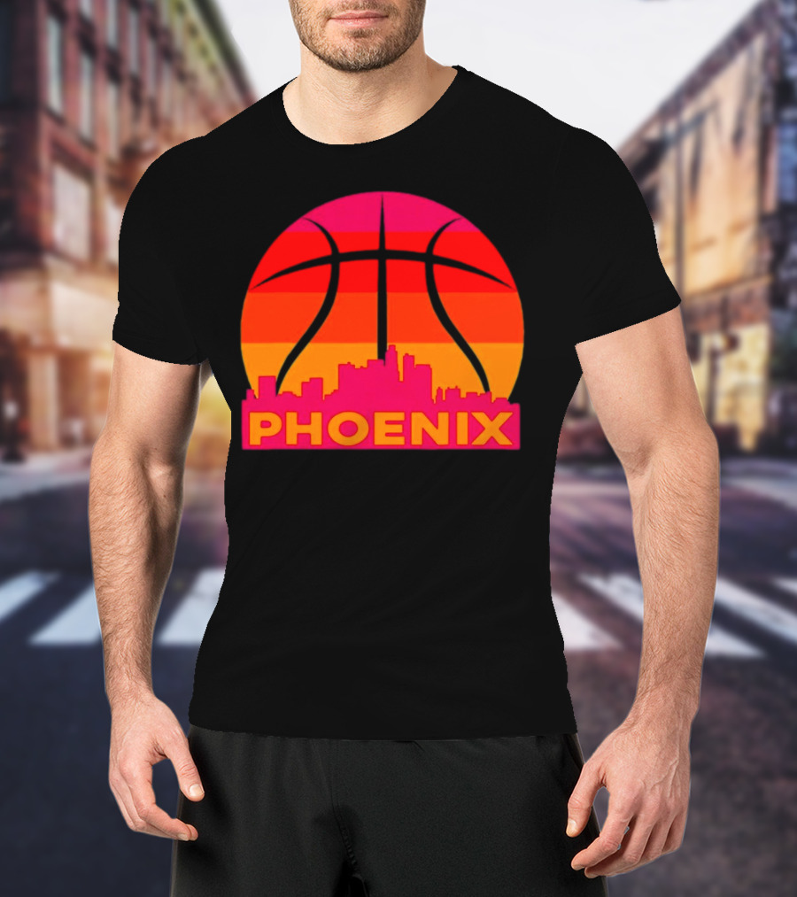 Phoenix Suns Sunset Basketball Skyline T-Shirt