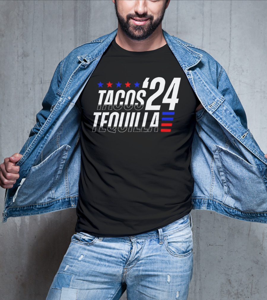Tacos Tequila 24 Stars Red Blue T-Shirt
