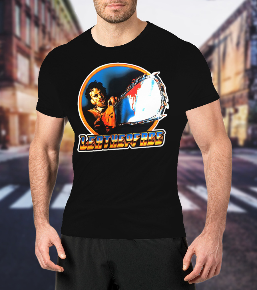 Texas Chainsaw Massacre Leatherface Vintage Horror Chrome Chainsaw T-Shirt