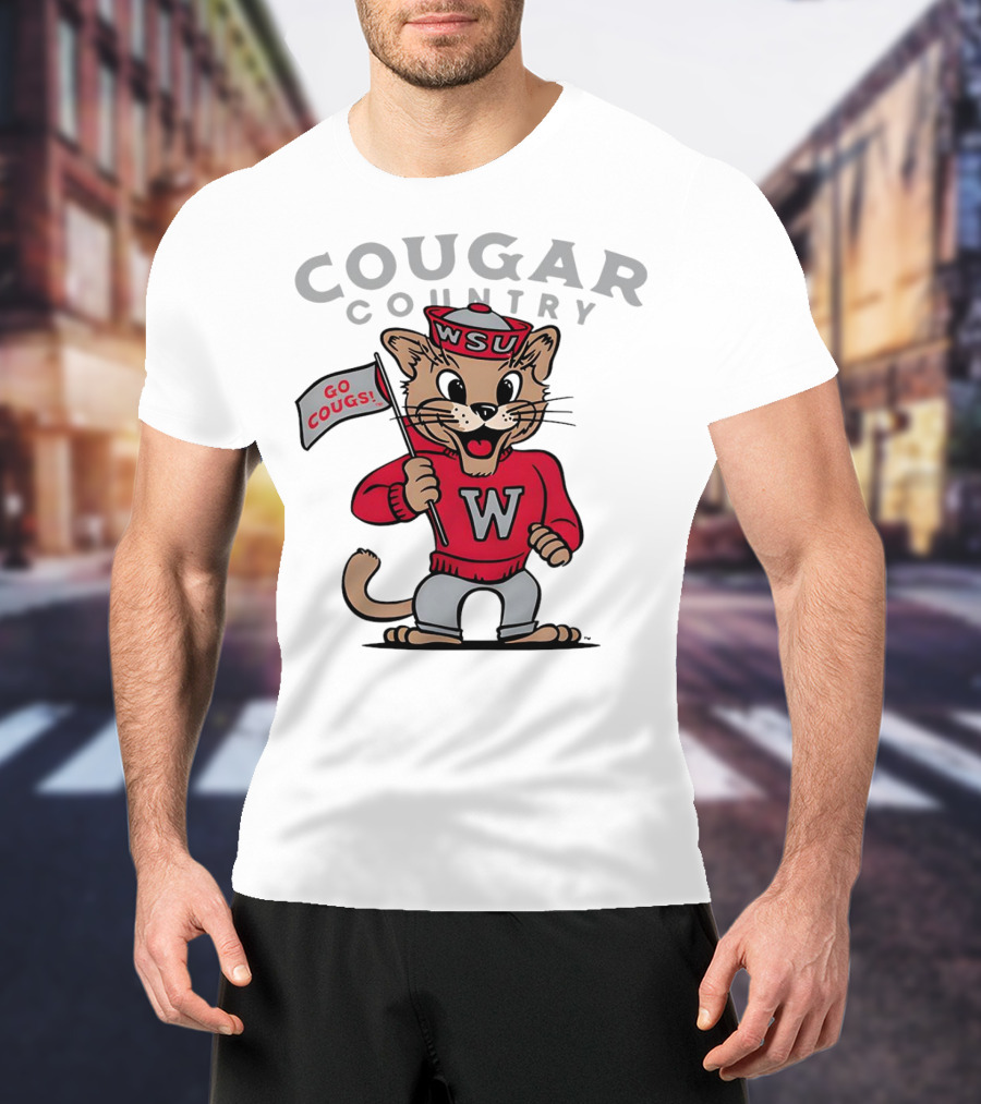 WSU Cougar Football Cougar Country Go Cougs Mascot T-Shirt