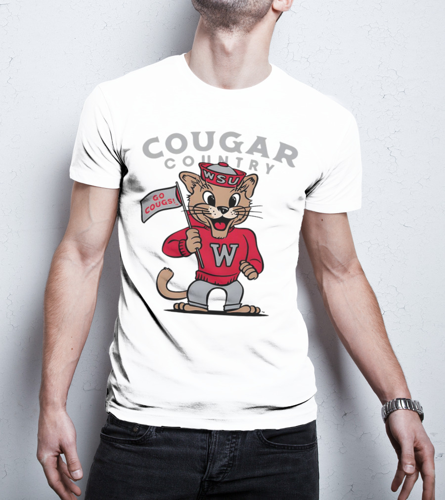 WSU Cougar Football Cougar Country Go Cougs Mascot T-Shirt