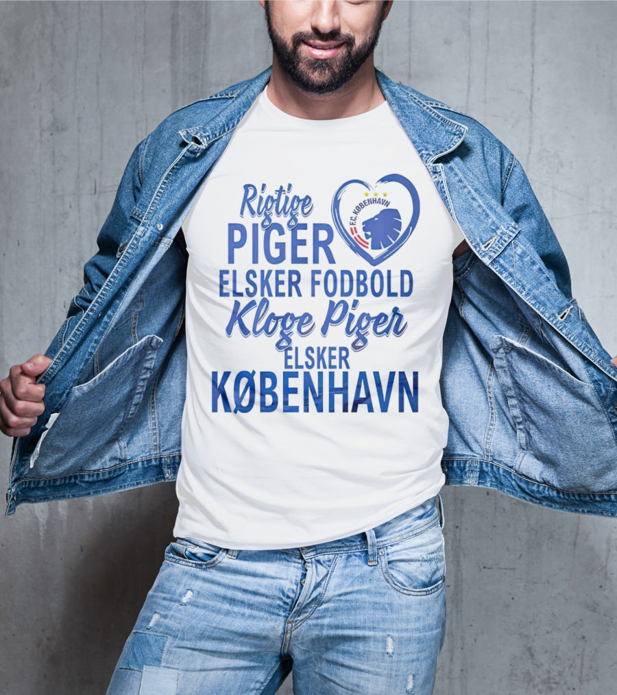 Rigtige Piger Elsker Fodbold Kloge Piger Elsker København FC T-Shirt