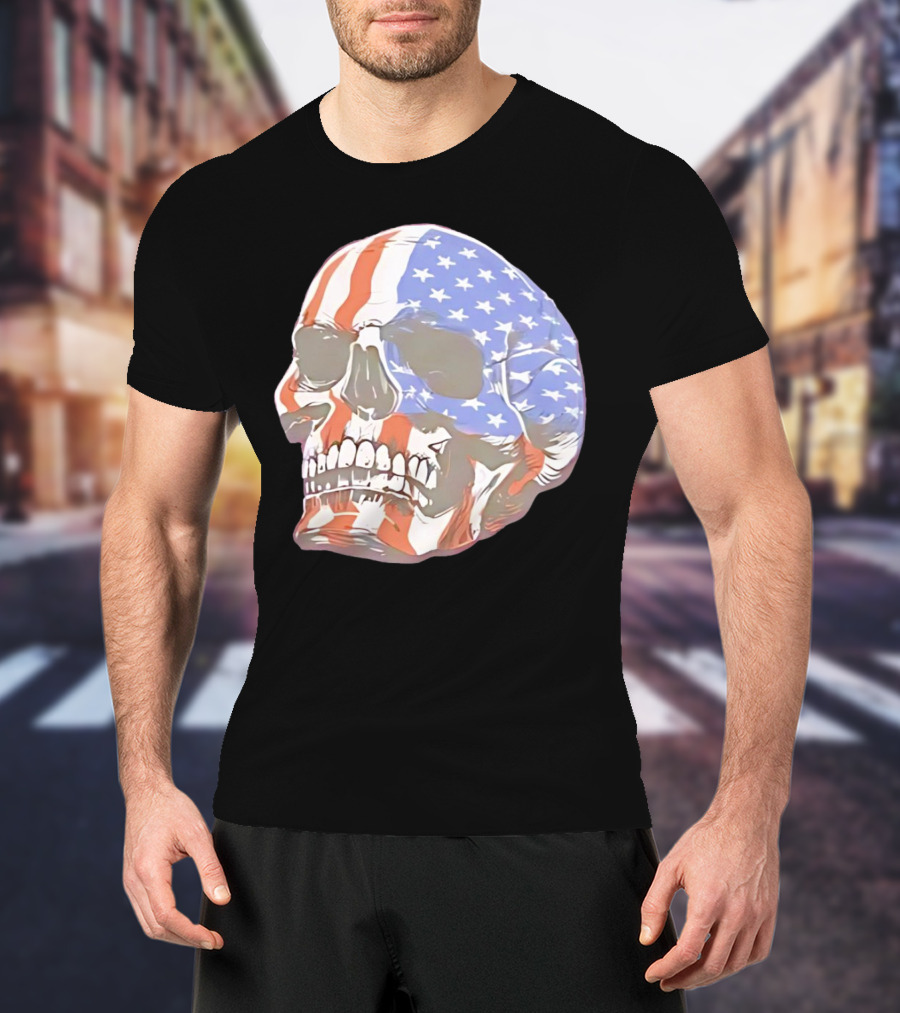 Skull With American Flag T-Shirt