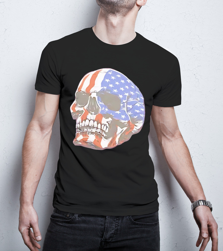 Skull With American Flag T-Shirt