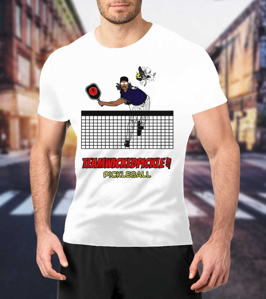 TEAMWICKEDPICKLE.COM Pickleball Player Action Scene T-Shirt