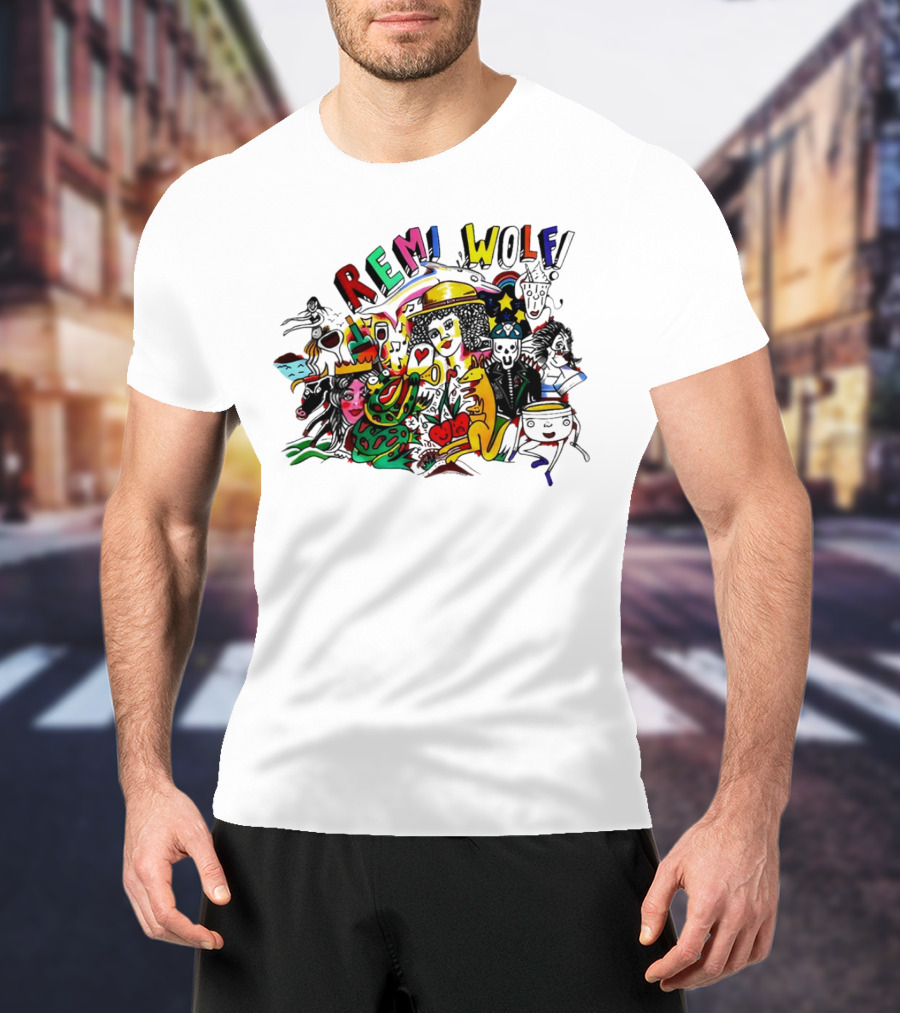Big Ideas Remi Wolf Colorful Doodle Animation T-Shirt