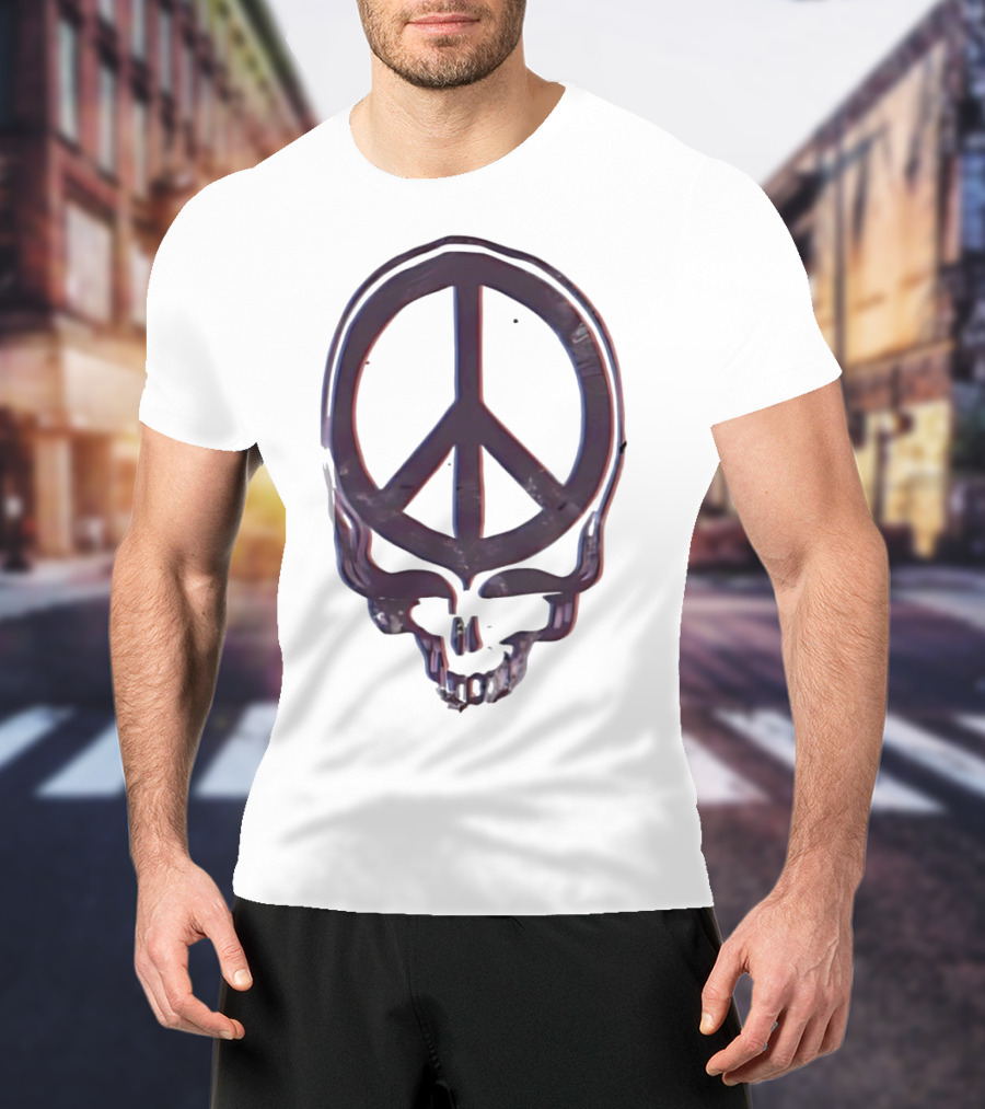 Peace Symbol Within Grateful Dead Skull T-Shirt