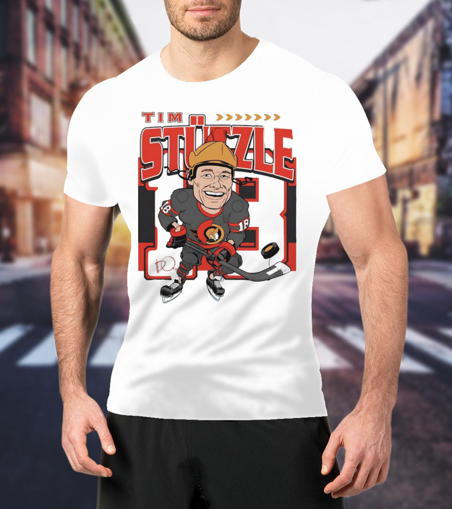 Tim Stützle Ottawa Senators Hockey Number 18 Caricature T-Shirt