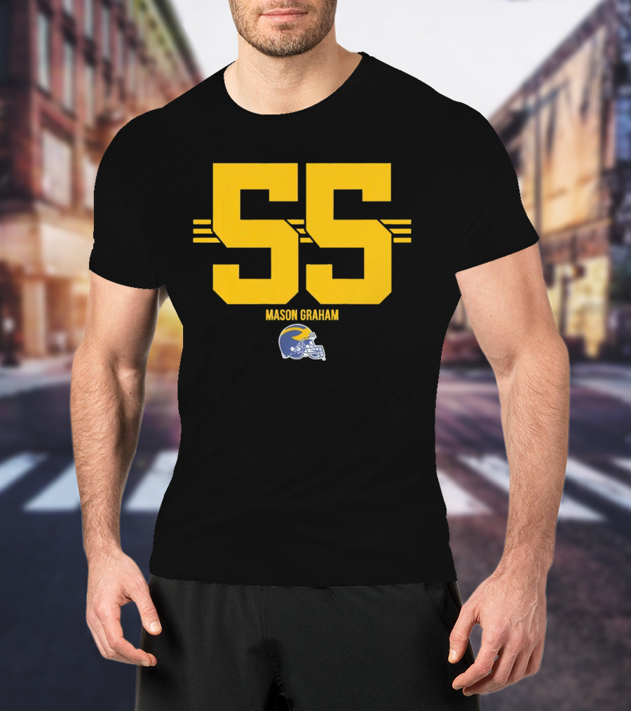 Michigan Wolverines Football Mason Graham 55 Helmet T-Shirt