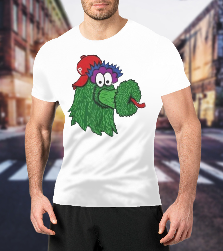 Phillie Phanatic Mascot Philadelphia Phillies Green Creature Red Cap T-Shirt