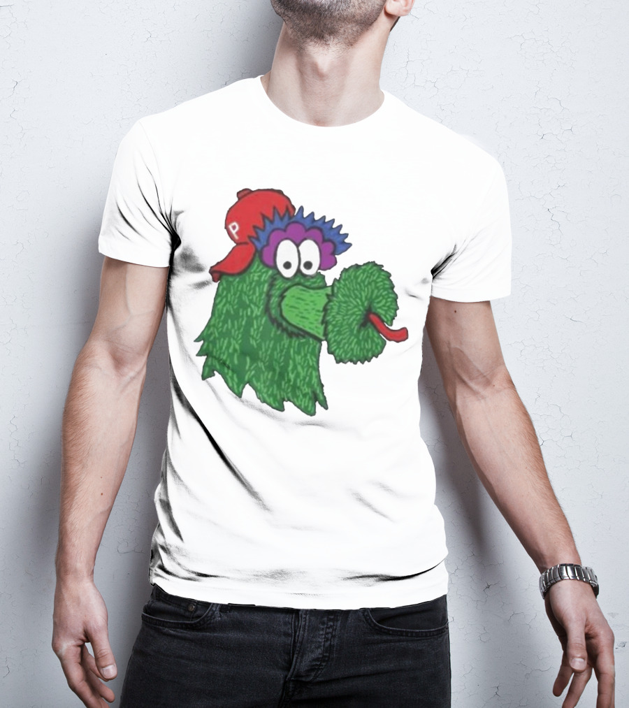 Phillie Phanatic Mascot Philadelphia Phillies Green Creature Red Cap T-Shirt