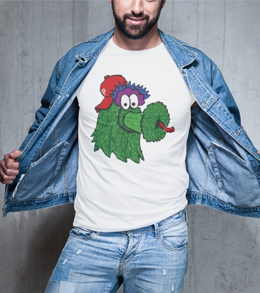 Phillie Phanatic Mascot Philadelphia Phillies Green Creature Red Cap T-Shirt