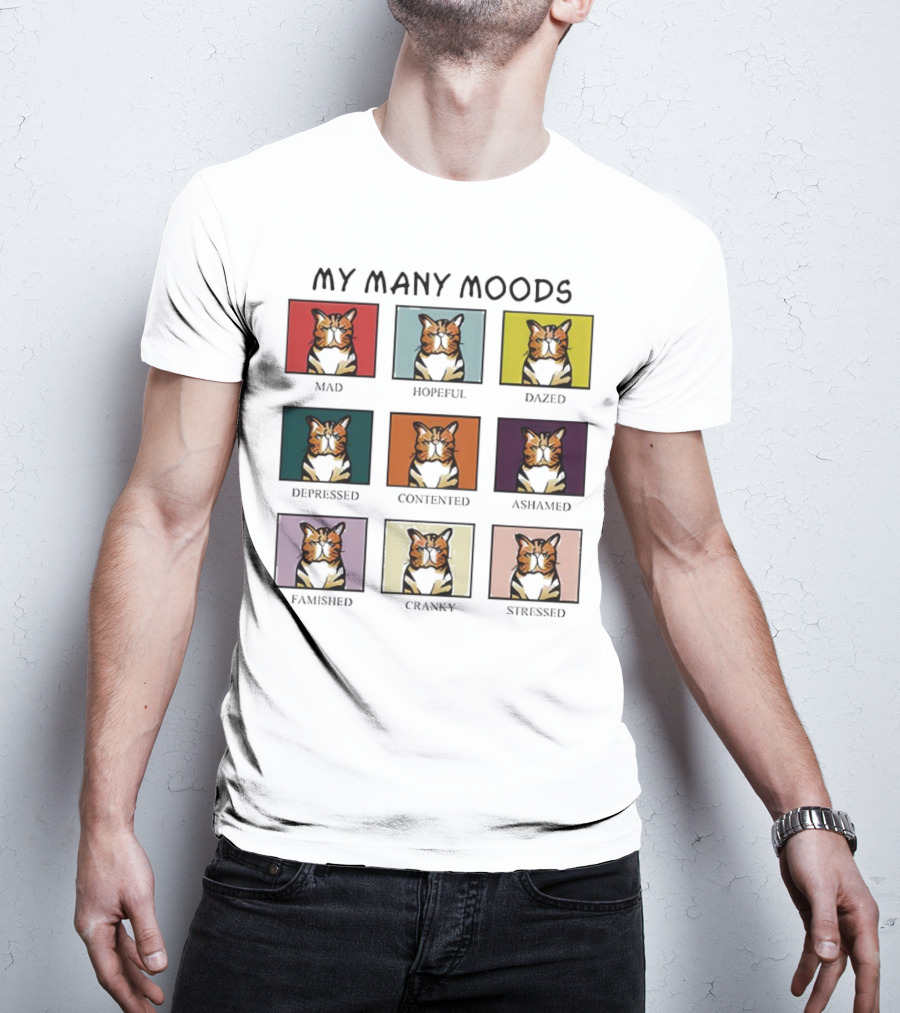 My Many Moods Mad Hopeful Dazed Depressed Contented Ashamed Famished Cranky Stressed T-Shirt