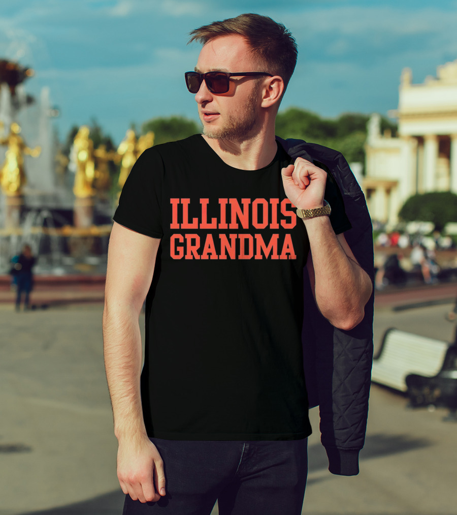 Illinois Grandma Bold Orange Text T-Shirt