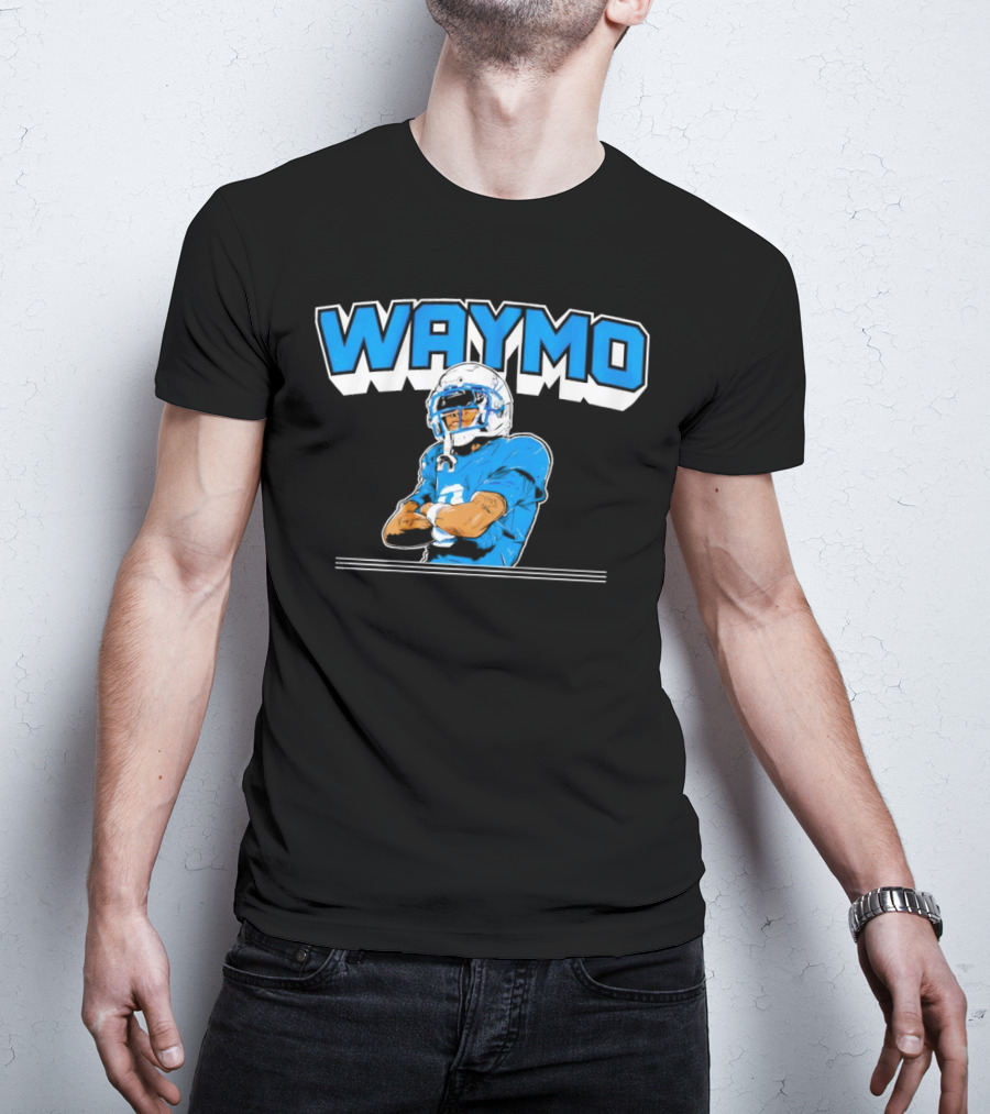 Waymo Football Player With Blue Jersey And Helmet T-Shirt