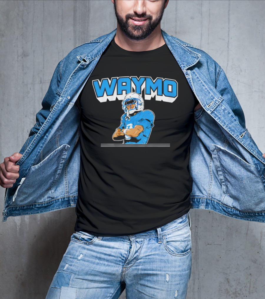 Waymo Football Player With Blue Jersey And Helmet T-Shirt