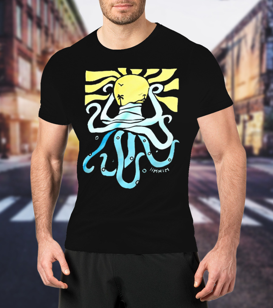 Mark Hoppus Octopus Sun Wave Palm Ocean Scene T-Shirt