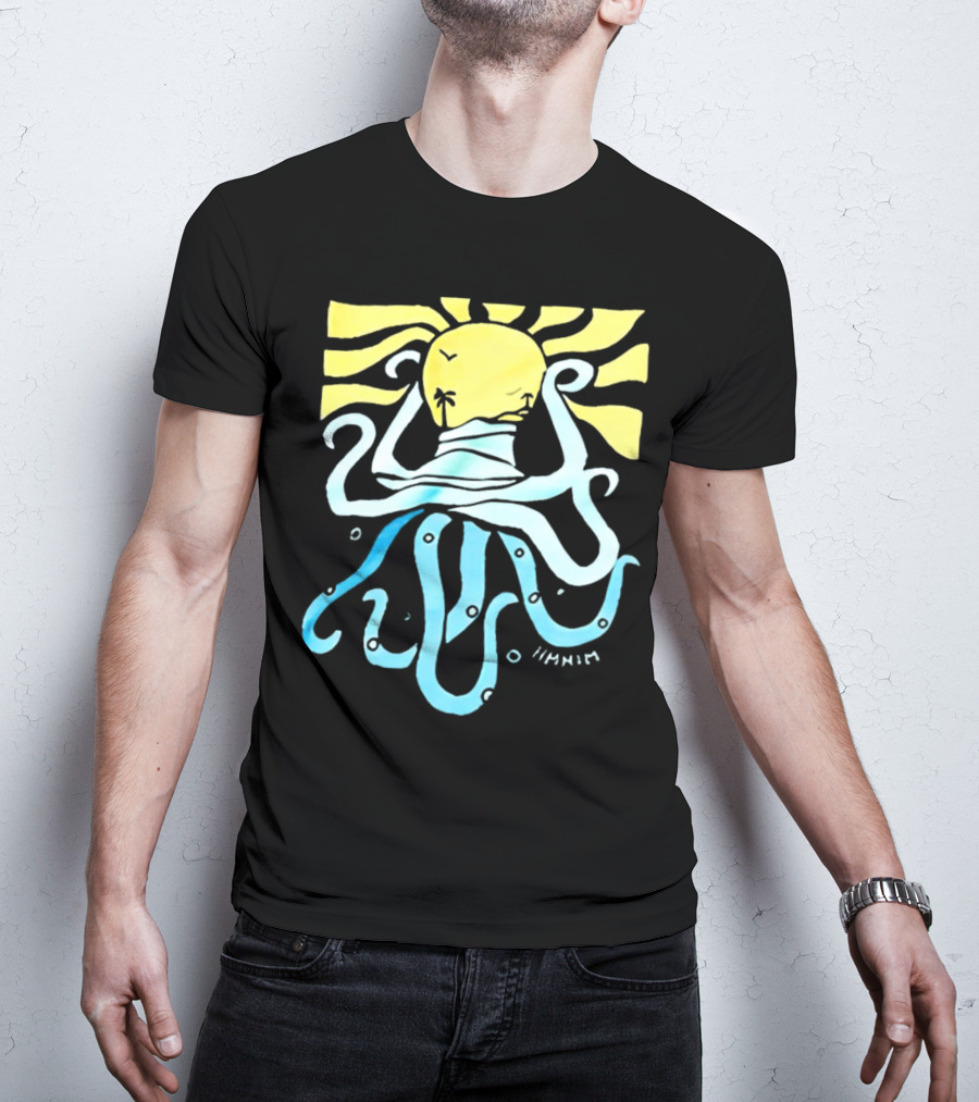 Mark Hoppus Octopus Sun Wave Palm Ocean Scene T-Shirt