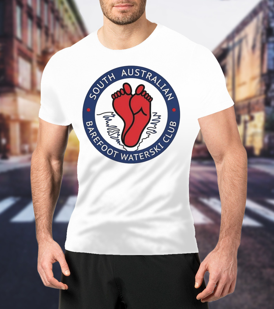 South Australian Barefoot Waterski Club Red Feet Logo Emblem T-Shirt