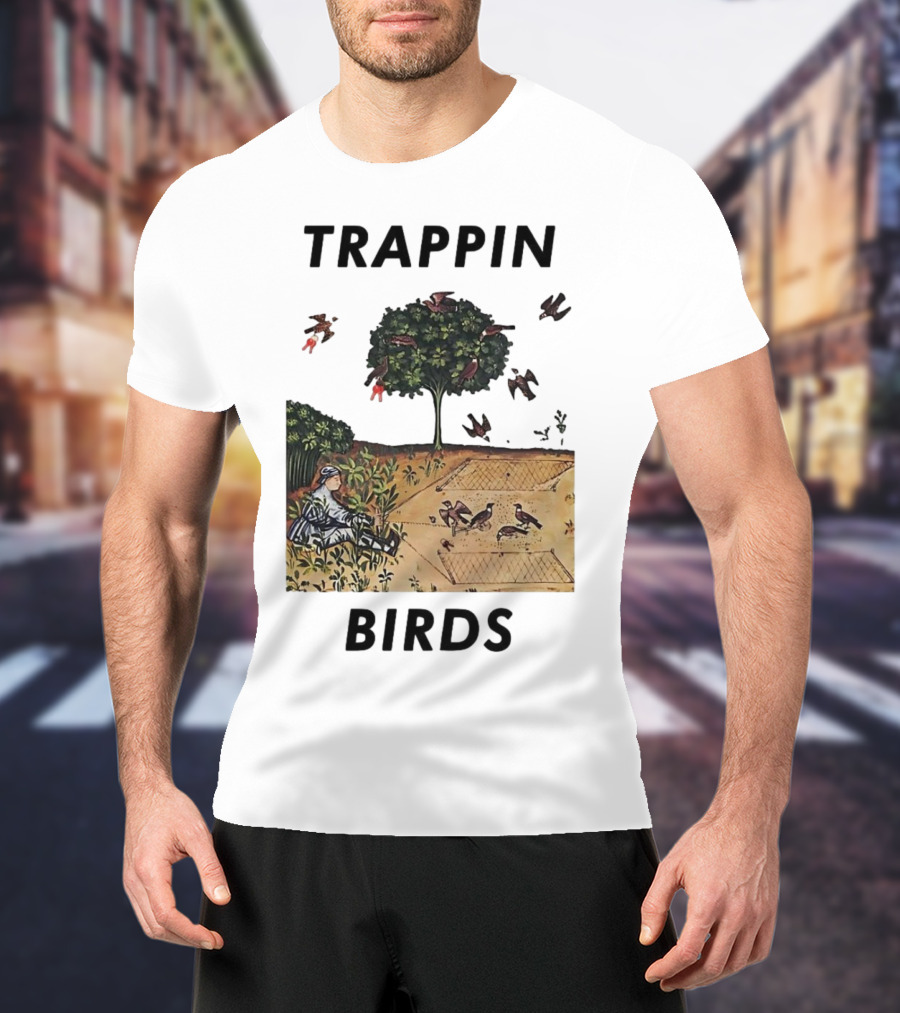 Trappin Birds Retro Medieval Hunting Scene T-Shirt