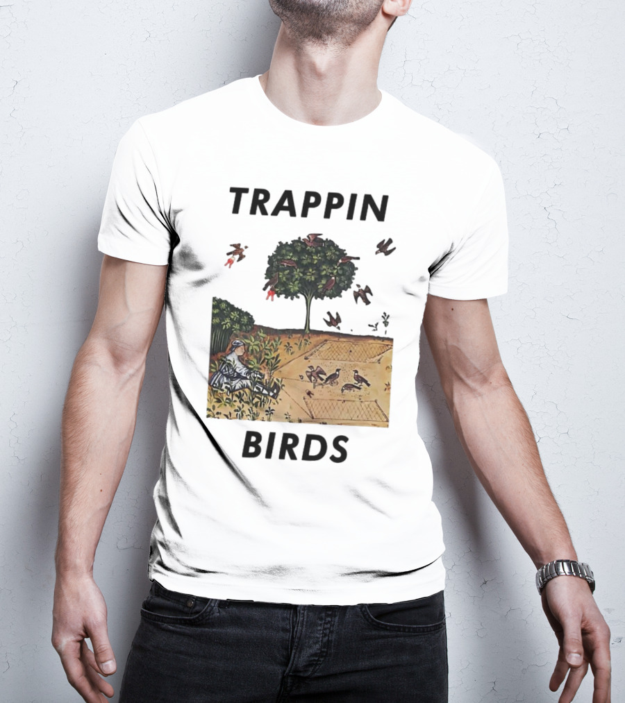 Trappin Birds Retro Medieval Hunting Scene T-Shirt