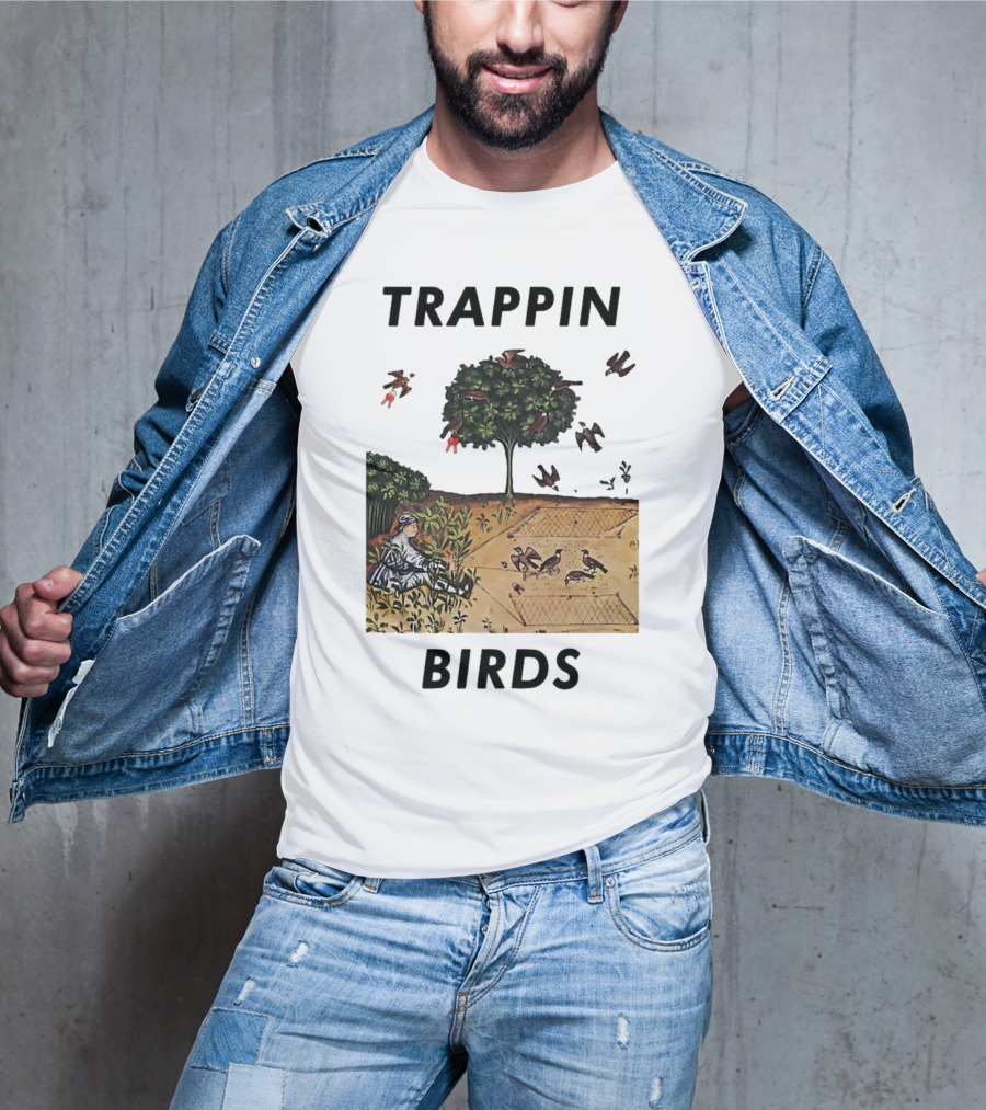 Trappin Birds Retro Medieval Hunting Scene T-Shirt