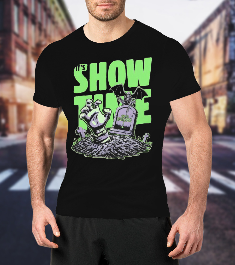 It's Showtime Here Lies Betelgeuse With Skeleton And Tombstone T-Shirt